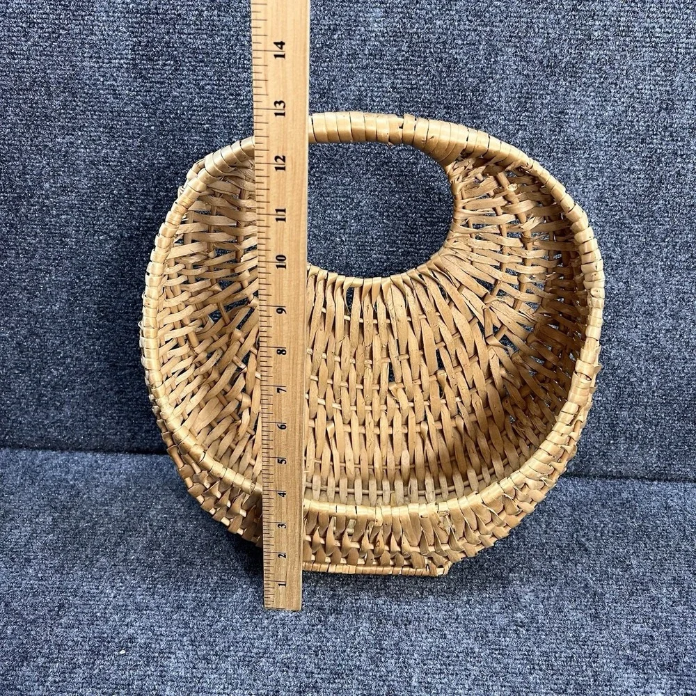 VTG Wicker Wall Hanging Pocket Basket Cottagecore Farmhouse Boho Rustic Natural